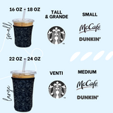 Black Floral Insulated Drink Sleeve Coffee Coozie