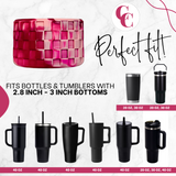 Winterberry Shimmer Pink Checkered Silicone Protective Boot for Tumbler