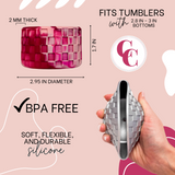 Winterberry Shimmer Pink Checkered Silicone Protective Boot for Tumbler