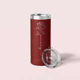 Personalized Birth Flower Skinny Tumbler - 22 OZ