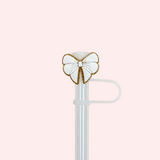 Gold White Bow Straw Topper - 10 MM for Thick Straws