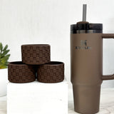 Espresso Brown Checkered Silicone Protective Boot for Tumbler
