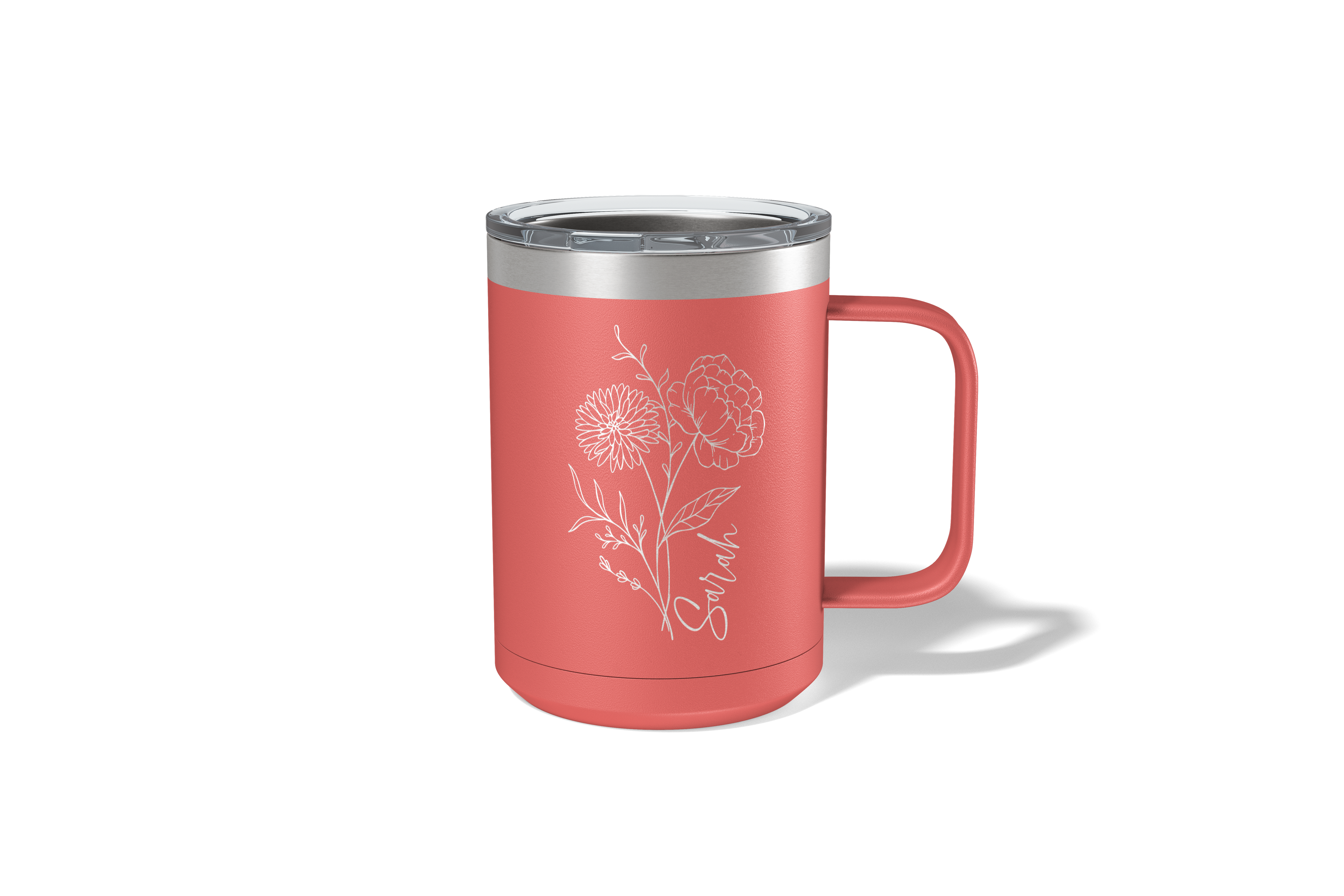 Personalized Birth Flower Travel Coffee Camp Mug