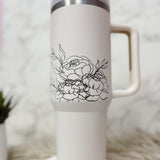 Floral Wrap 40oz Tumbler with Handle & Straw