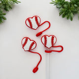 Heart Baseball Straw Topper - 10 MM for Thick Straws