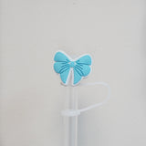 Baby Blue Bow Straw Topper - 10 MM for Thick Straws