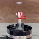 Heart Baseball Straw Topper - 10 MM for Thick Straws