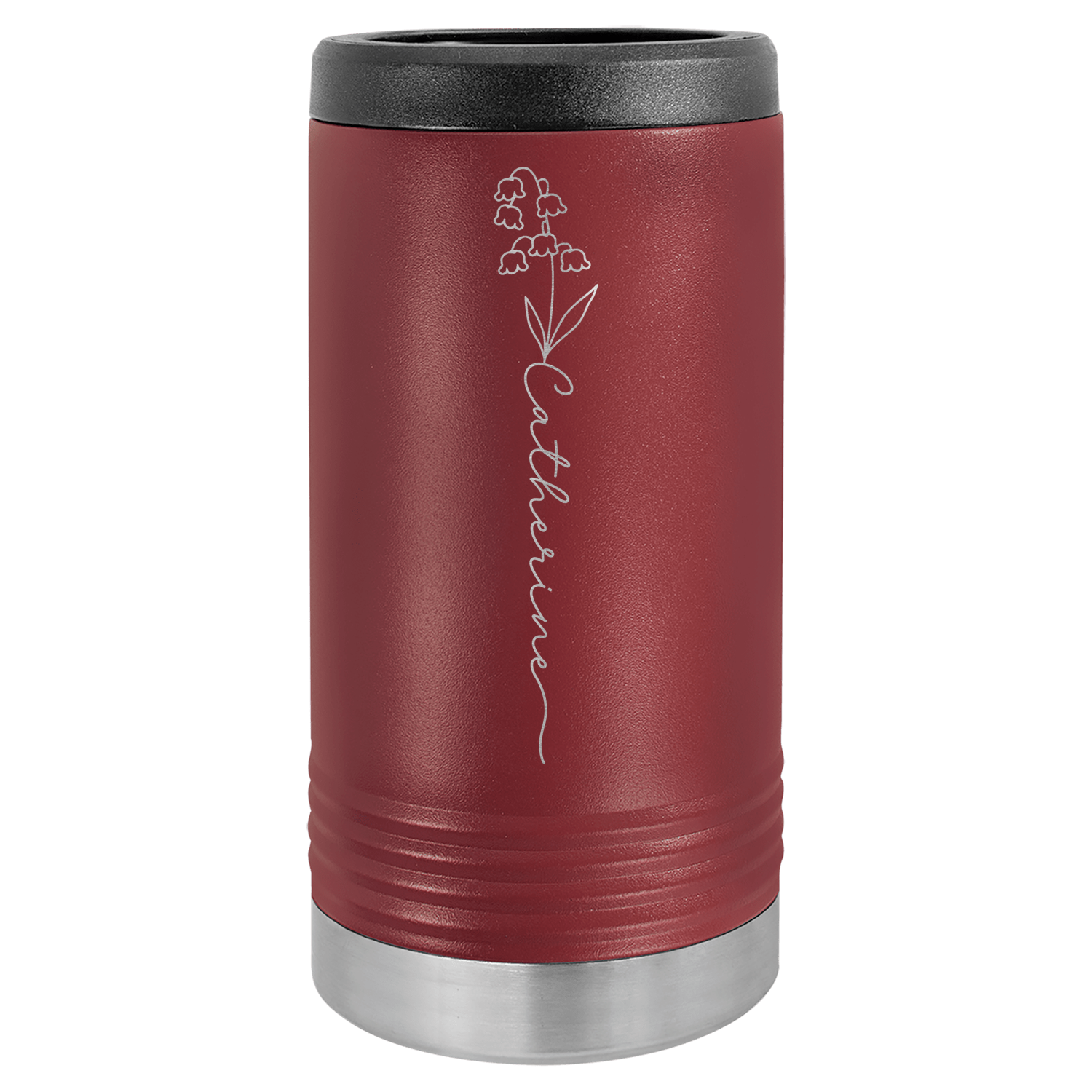 Personalized Birth Flower Skinny Can Cooler