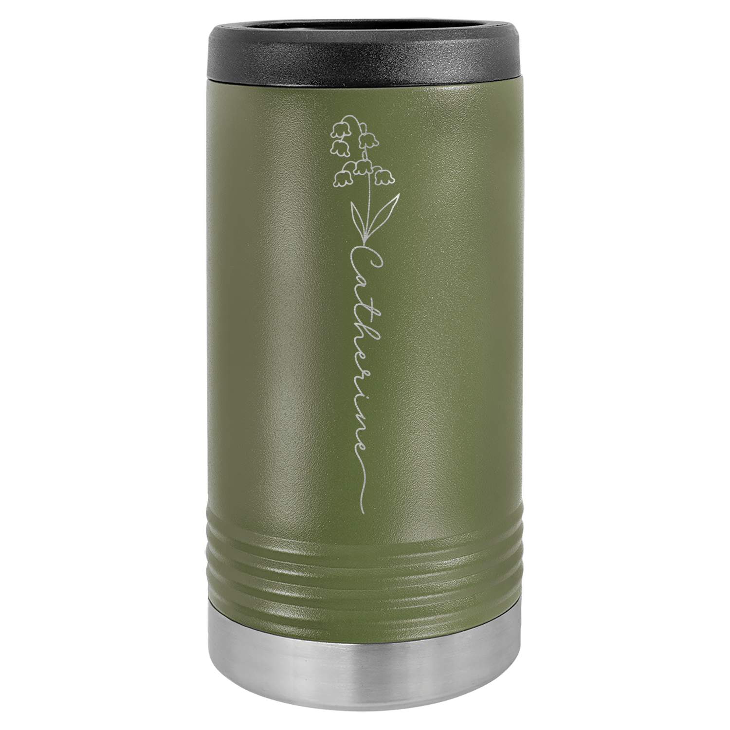 Personalized Birth Flower Skinny Can Cooler