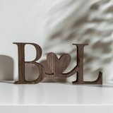 Initials with Heart Wood Freestanding Sign