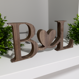Initials with Heart Wood Freestanding Sign