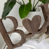 Initials with Heart Wood Freestanding Sign