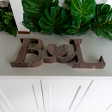 Initials with Heart Wood Freestanding Sign