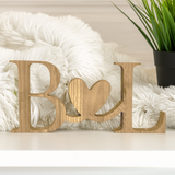 Initials with Heart Wood Freestanding Sign