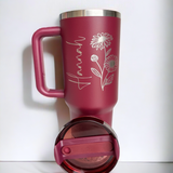 LIMITED EDITION Maroon Personalized 40 OZ Tumbler with Handle and Straw