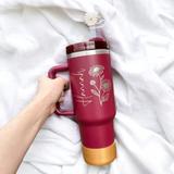 LIMITED EDITION Maroon Personalized 40 OZ Tumbler with Handle and Straw