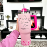 Hot Pink Floral Heart Silicone Boot for Tumbler