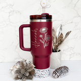 LIMITED EDITION Maroon Personalized 40 OZ Tumbler with Handle and Straw