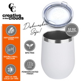 Custom Laser Engraved 12 OZ Stainless Steel Stemless Wine Tumbler with Lid