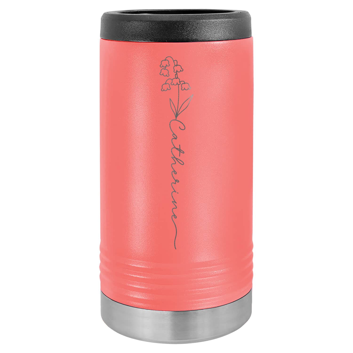 Personalized Birth Flower Skinny Can Cooler