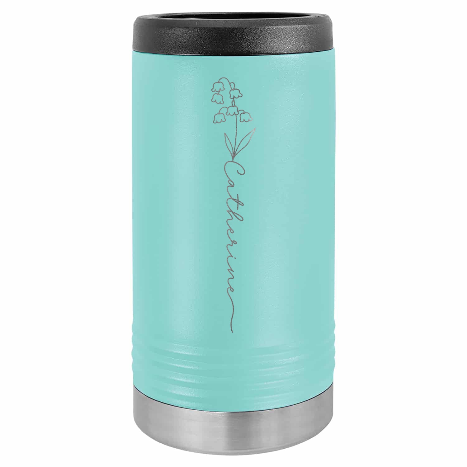 Personalized Birth Flower Skinny Can Cooler