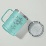 Personalized Birth Flower Bouquet Insulated Coffee Camp Mug