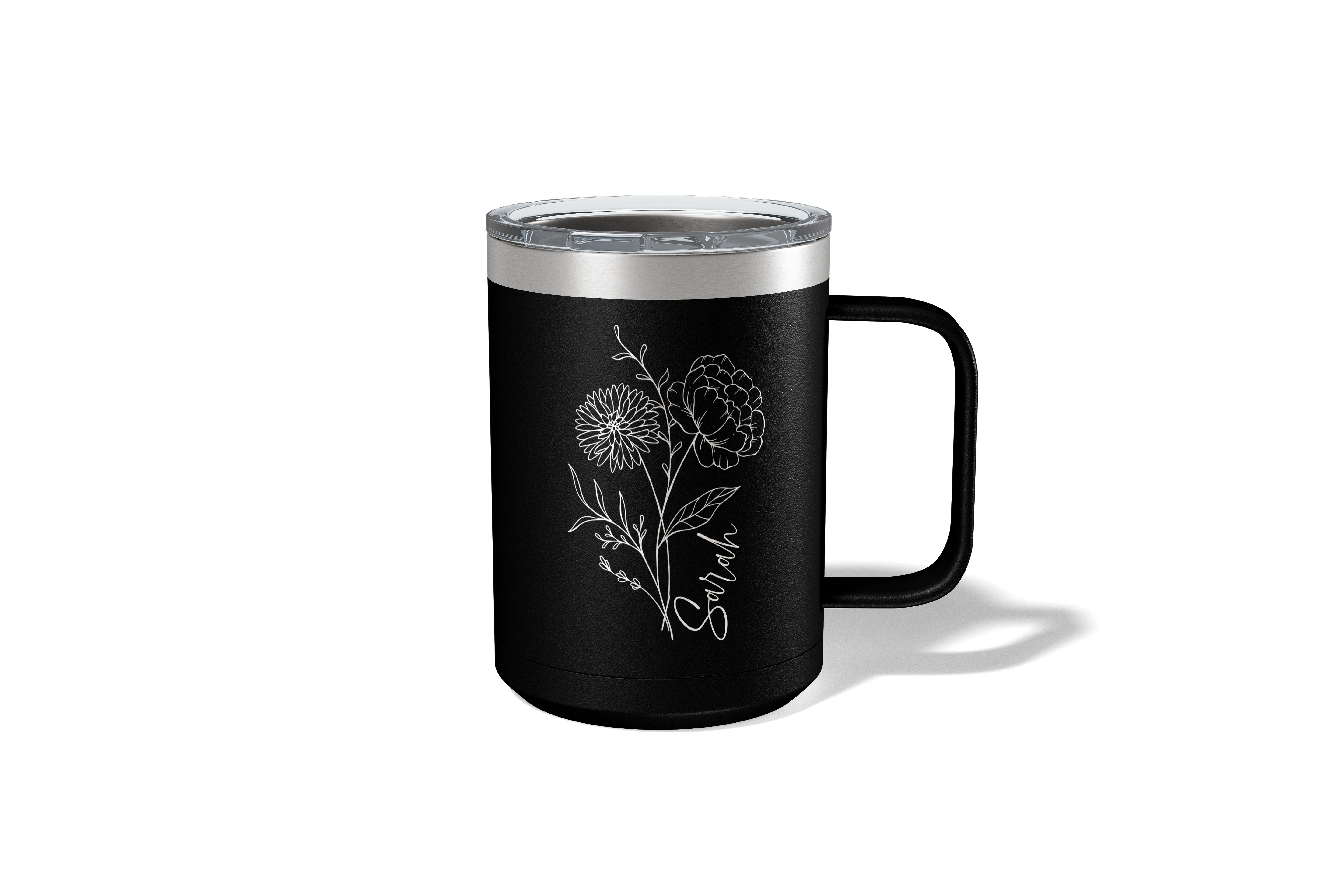 Personalized Birth Flower Travel Coffee Camp Mug