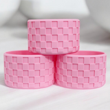 Baby Pink Checkered Silicone Protective Boot for Tumbler