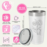 Birth Flower with Name 20 OZ Tumbler with Slider Lid