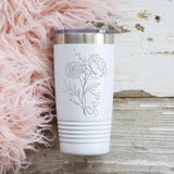 Birth Flower with Name 20 OZ Tumbler with Slider Lid