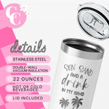 Personalized Vacation Skinny Tumbler - 22 OZ