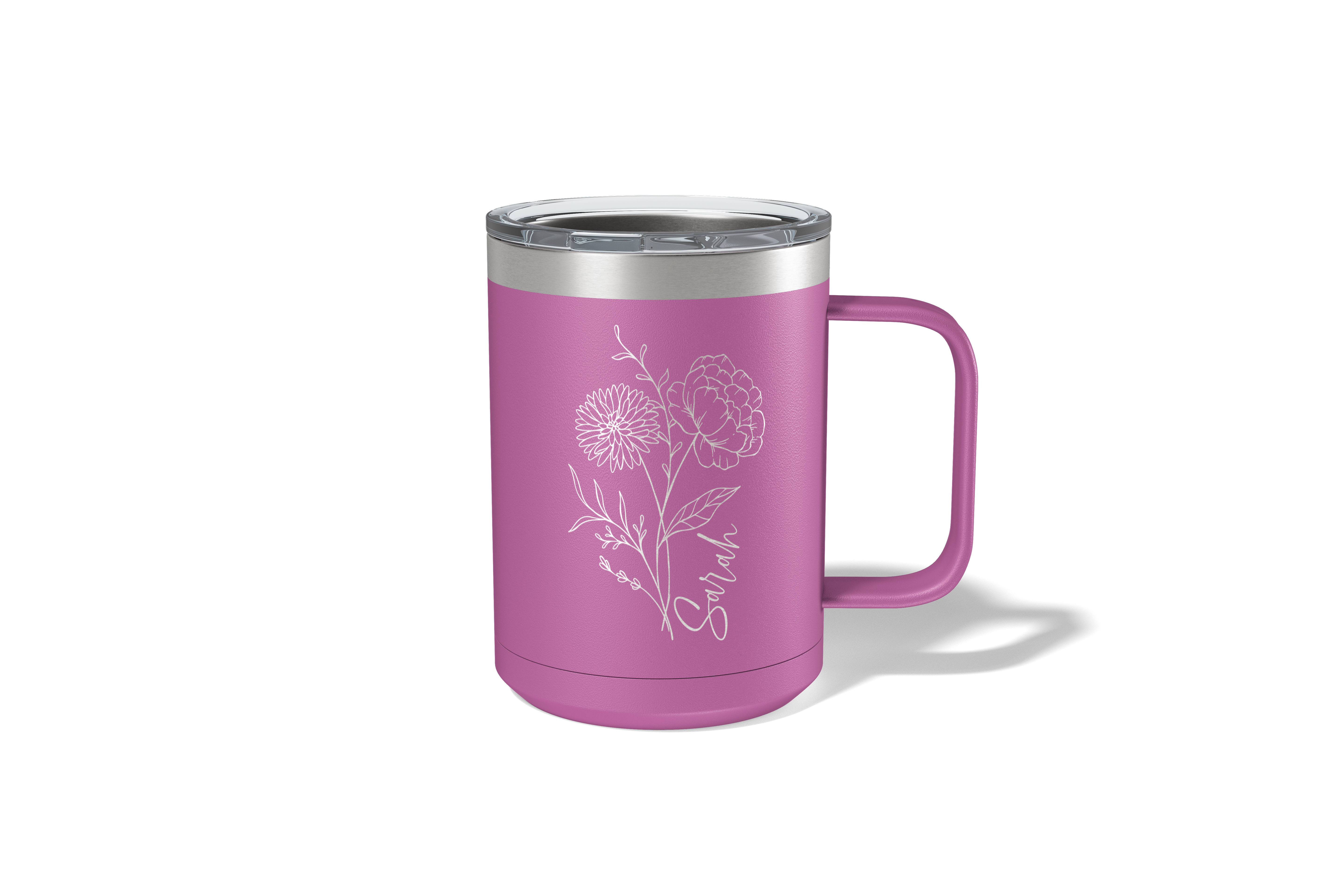 Personalized Birth Flower Travel Coffee Camp Mug