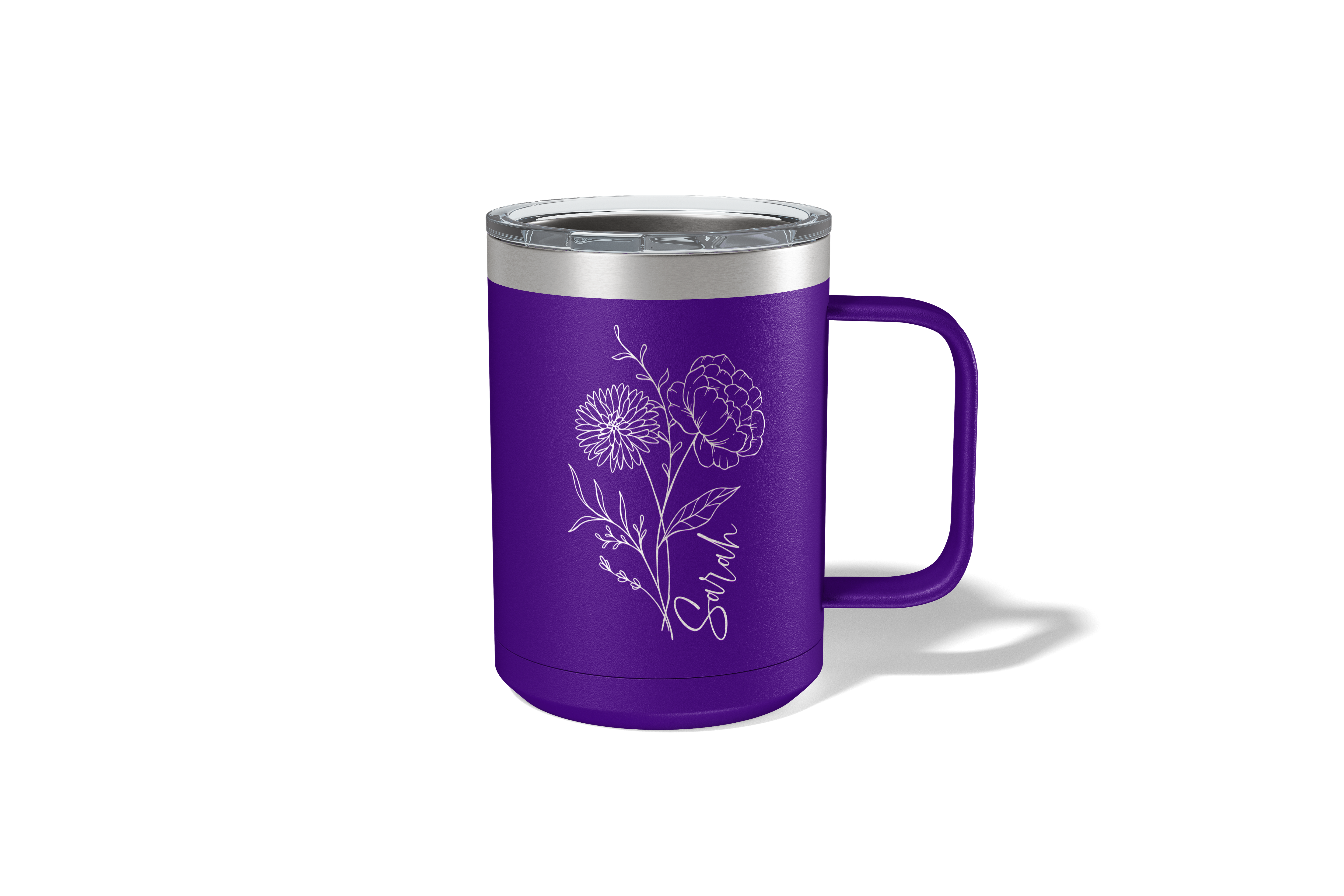 Personalized Birth Flower Travel Coffee Camp Mug