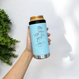 Personalized Floral Initial Skinny Can Cooler