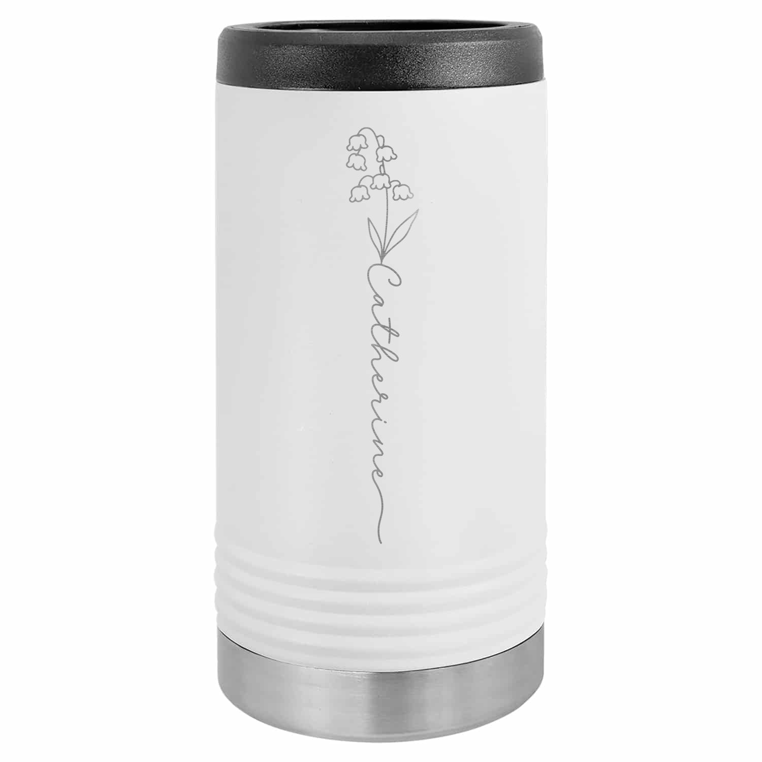 Personalized Birth Flower Skinny Can Cooler