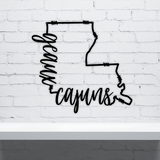 Geaux Cajuns Louisiana Shaped Metal Sign
