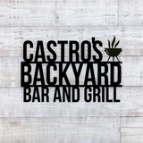 Backyard Bar & Grill Metal Sign with Name