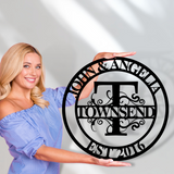 Family Initial Monogram Sign with Names